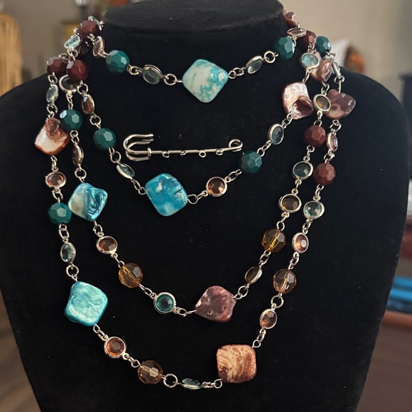 unknown Jewelry - Boho Turquoise and Brown Shell and Beaded Necklace set of two